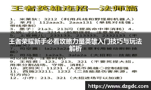 王者荣耀新手必看攻略力量英雄入门技巧与玩法解析